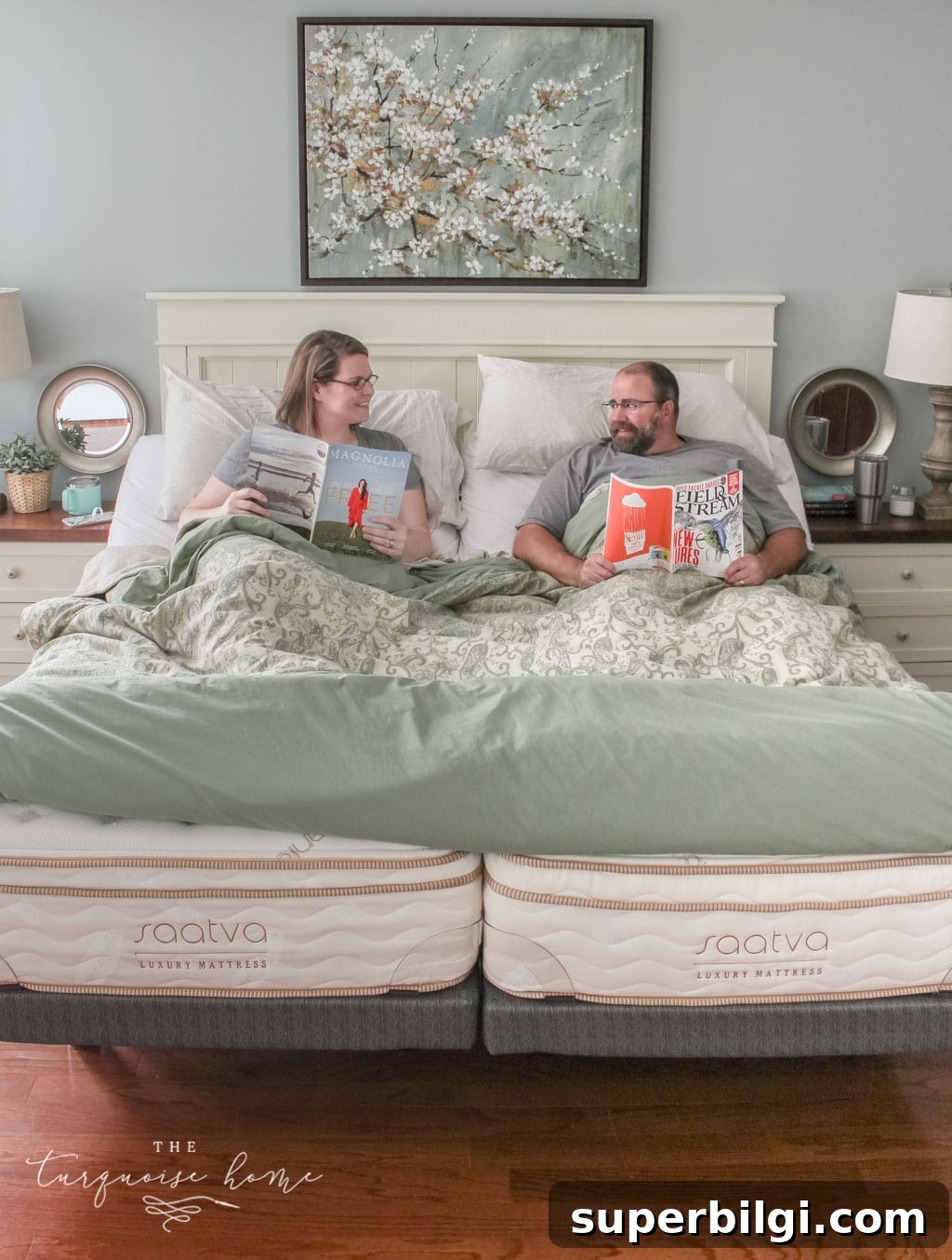 Sleeping in Separate Beds: Benefits and Saatva Mattress Review 5 Two twin mattresses with adjustable bases