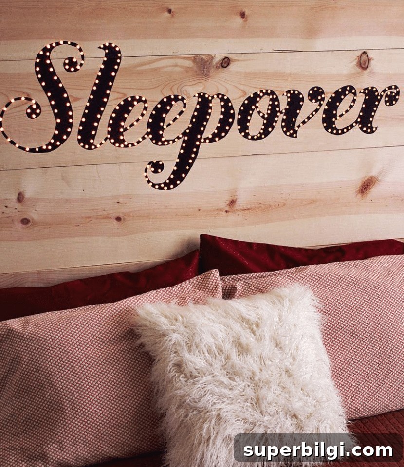 How to Make a Headboard: 13 DIY Ideas to Build Your Own 14 How to make a headboard: 13 Beautiful DIY Headboard Ideas - cut out and make a marquee sign out of your headboard