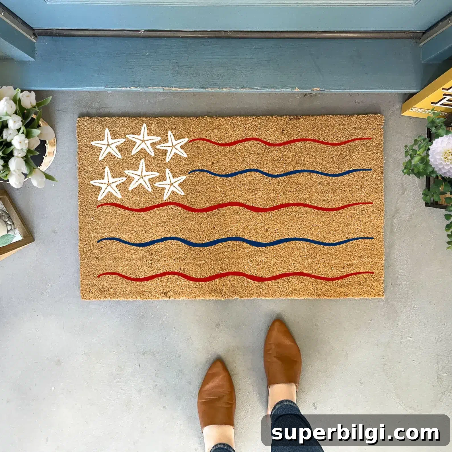 20+ Summer Doormat Ideas for a Welcoming Front Porch 2 patriotic flag outdoor doormat