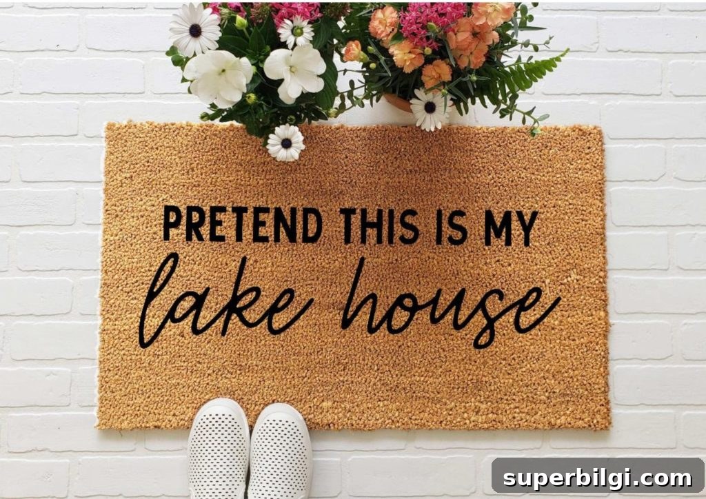20+ Summer Doormat Ideas for a Welcoming Front Porch 3 Pretend this is my lake house doormat