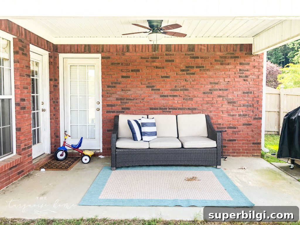 Paint Your Concrete Patio: Prep, Tools and Sealing Tips 2 How to Paint a Concrete Patio - before photo