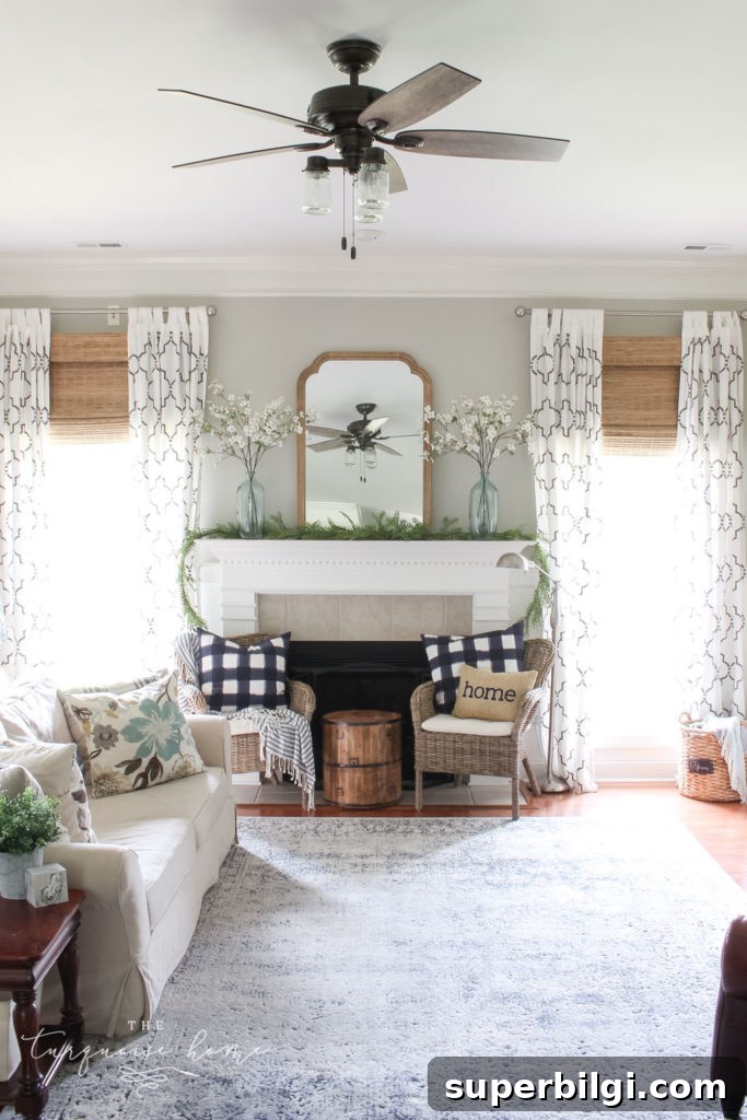 A Simple Summer Mantel - turquoise, navy and neutral