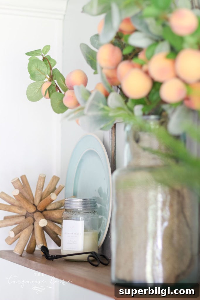 Peach-Inspired Summer Kitchen Decor 4 A Simple Peachy Summer Kitchen - with a scrumptious peach candle from Antique Candle Co.