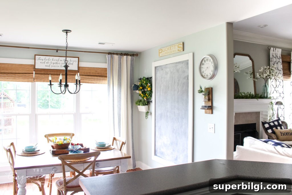Peach-Inspired Summer Kitchen Decor 9 Summer Kitchen overlooking the summer living room mantel | summer home decor