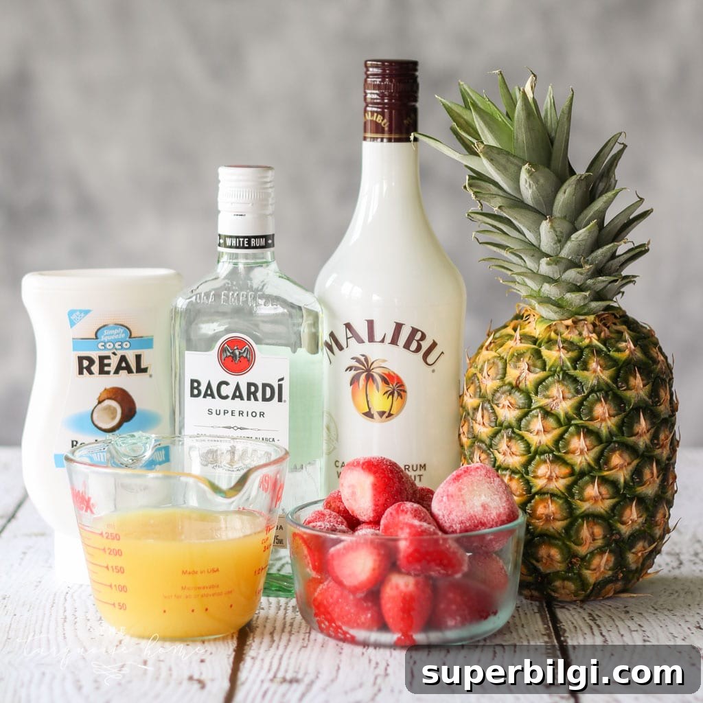 Lava Flow Cocktail Recipe: Tropical Strawberry Pina Colada 3 Lava Flow Cocktail — five simple ingredients