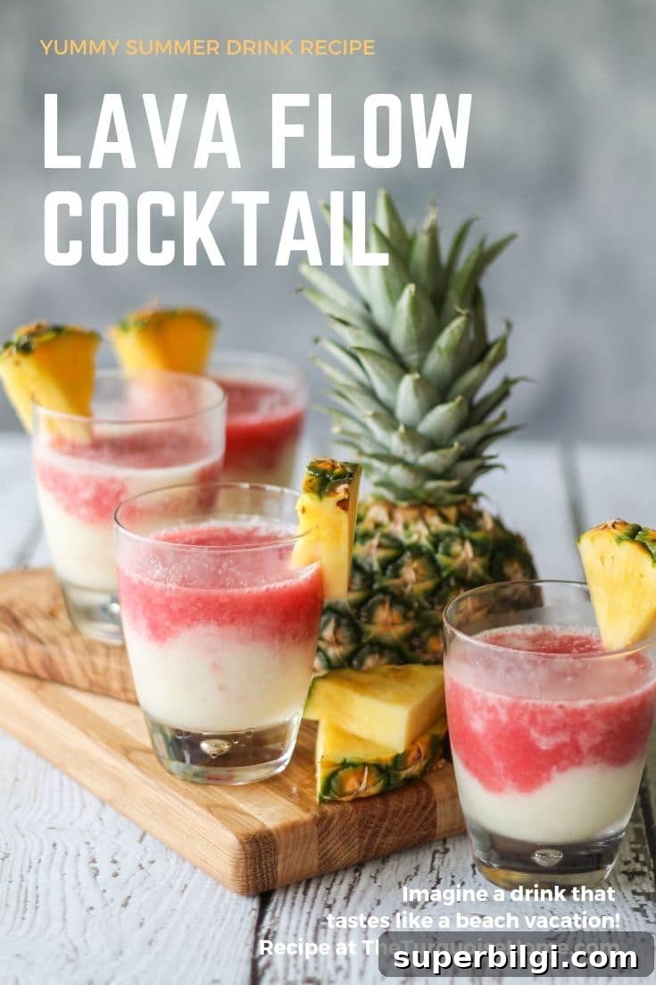 Lava Flow Cocktail Recipe: Tropical Strawberry Pina Colada 5 Lava Flow Cocktail — a traditional Hawaiian-inspired tropical drink