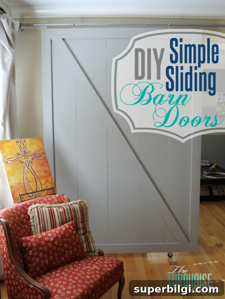 DIY Sliding Barn Door: Step-by-Step Build Guide 2 DIY Simple Sliding Barn Doors | TheTurquoiseHome.com