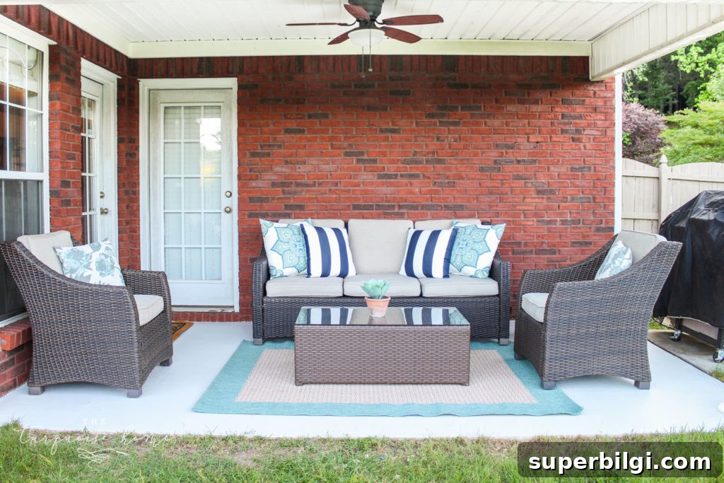 Benjamin Moore Revere Pewter Paint Color Guide 7 Painted concrete patio in Revere Pewter