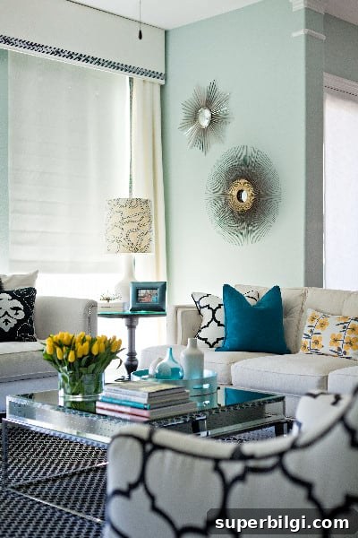 Benjamin Moore Wythe Blue (HC-143) Paint Review and Room Photos 12 Modern living room with Wythe Blue walls.
