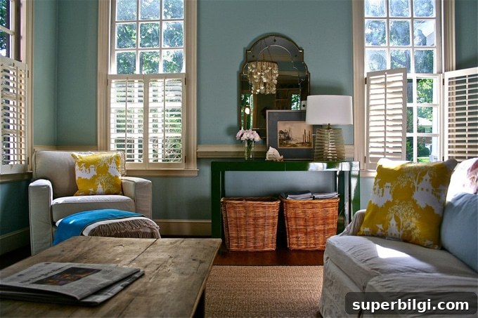 Benjamin Moore Wythe Blue (HC-143) Paint Review and Room Photos 13 Classic living room with Wythe Blue painted walls