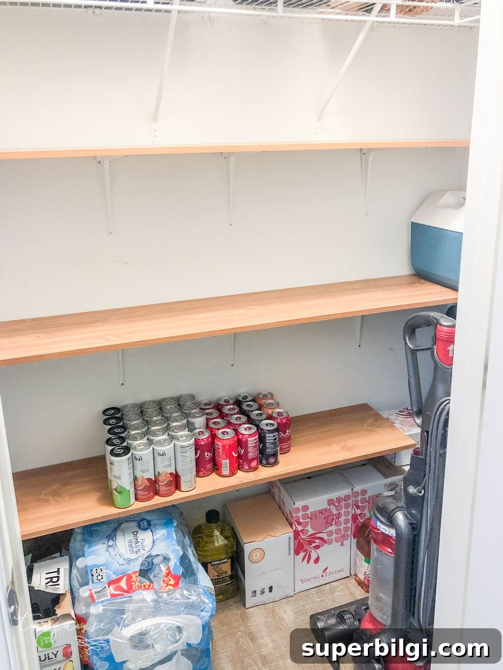 How to Build Closet Shelves: DIY Guide for Beginners 6 Make a pantry out of unused space in a coat closet by utilizing the vertical space.