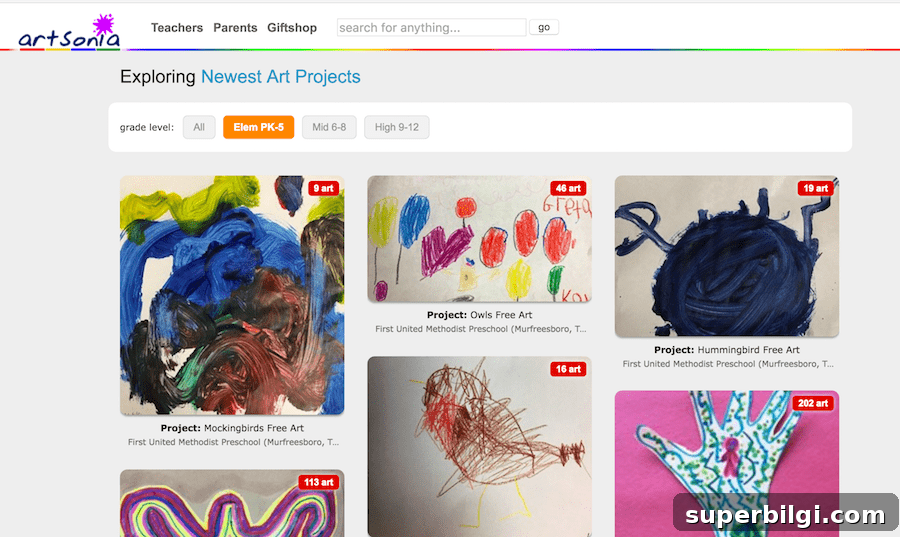 Online app for storing kids artwork