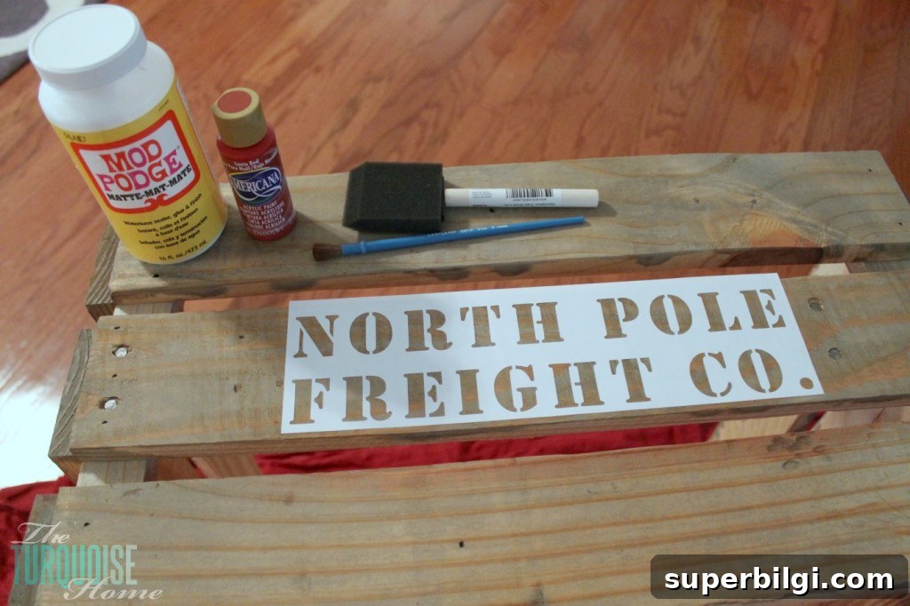 How to Make a Christmas Tree Collar: DIY Tutorial 6 How to Stencil a Pallet Crate