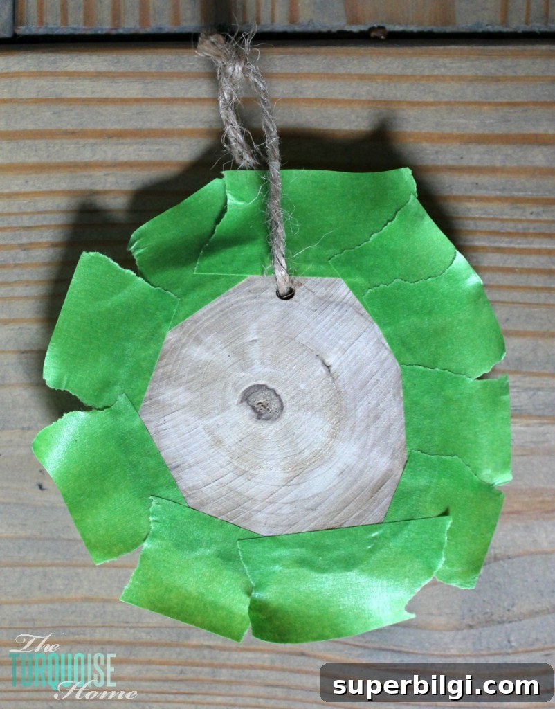 Chalkboard Wood-Slice Ornaments closeup