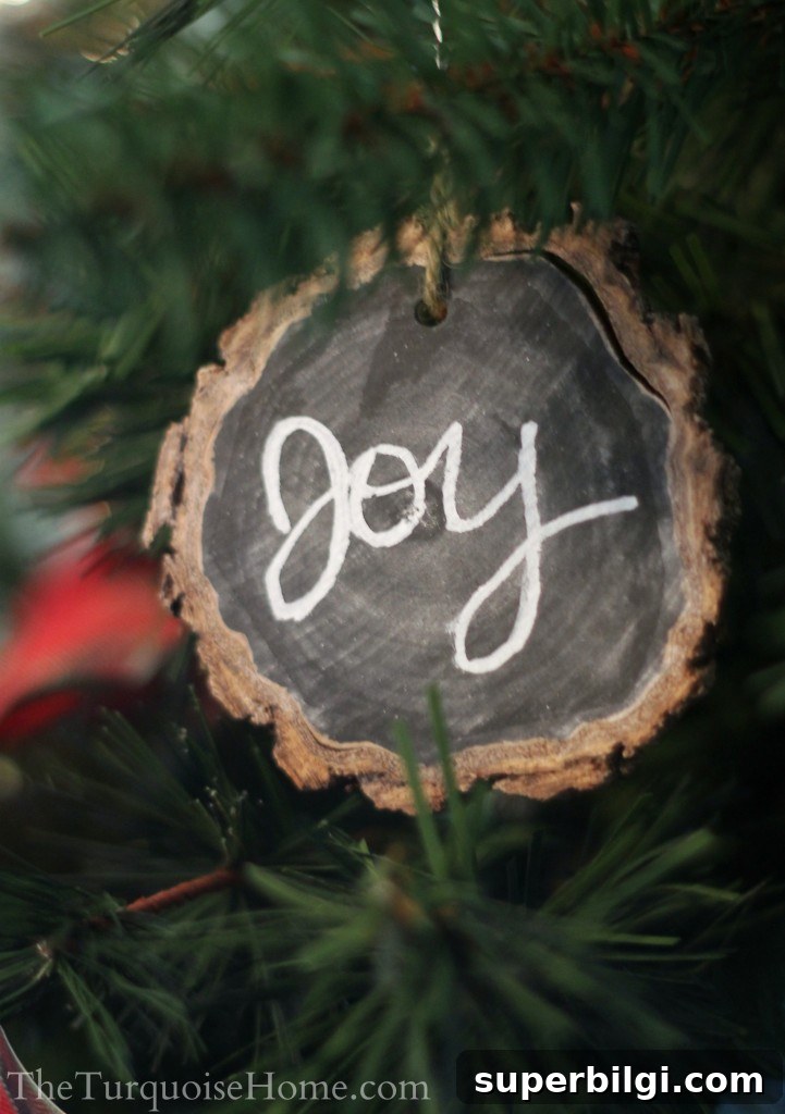 Chalk lettering on wood slice