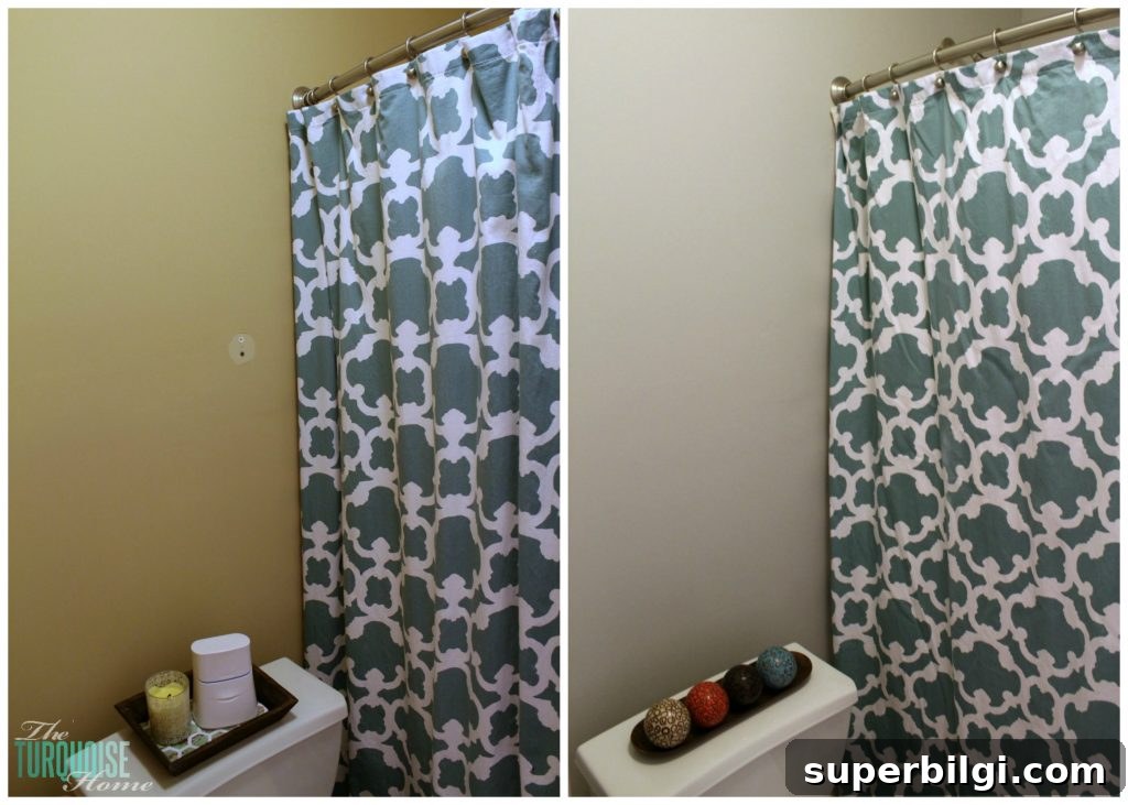 Oyster Pearl Paint Color by Clark and Kensington 6 Beige to Gray: Before & After Guest Bathroom