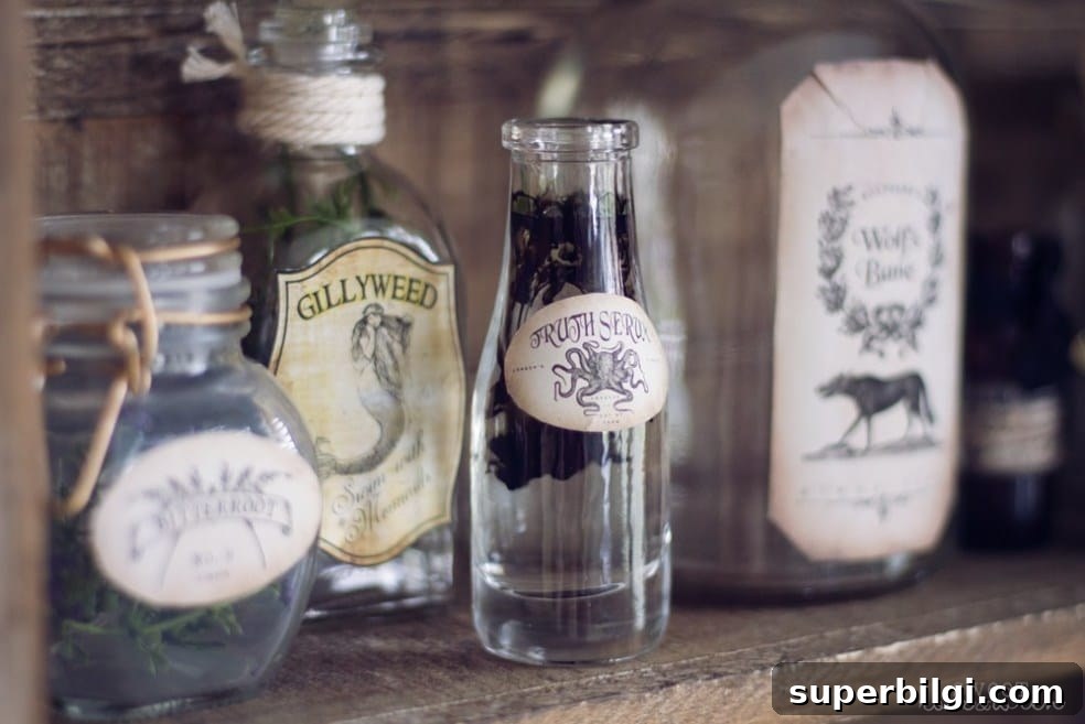 DIY Halloween Decorations: Creative Ideas for Your Home 4 Use plain glass jars to make spooky apothecary jars in your Halloween decor.