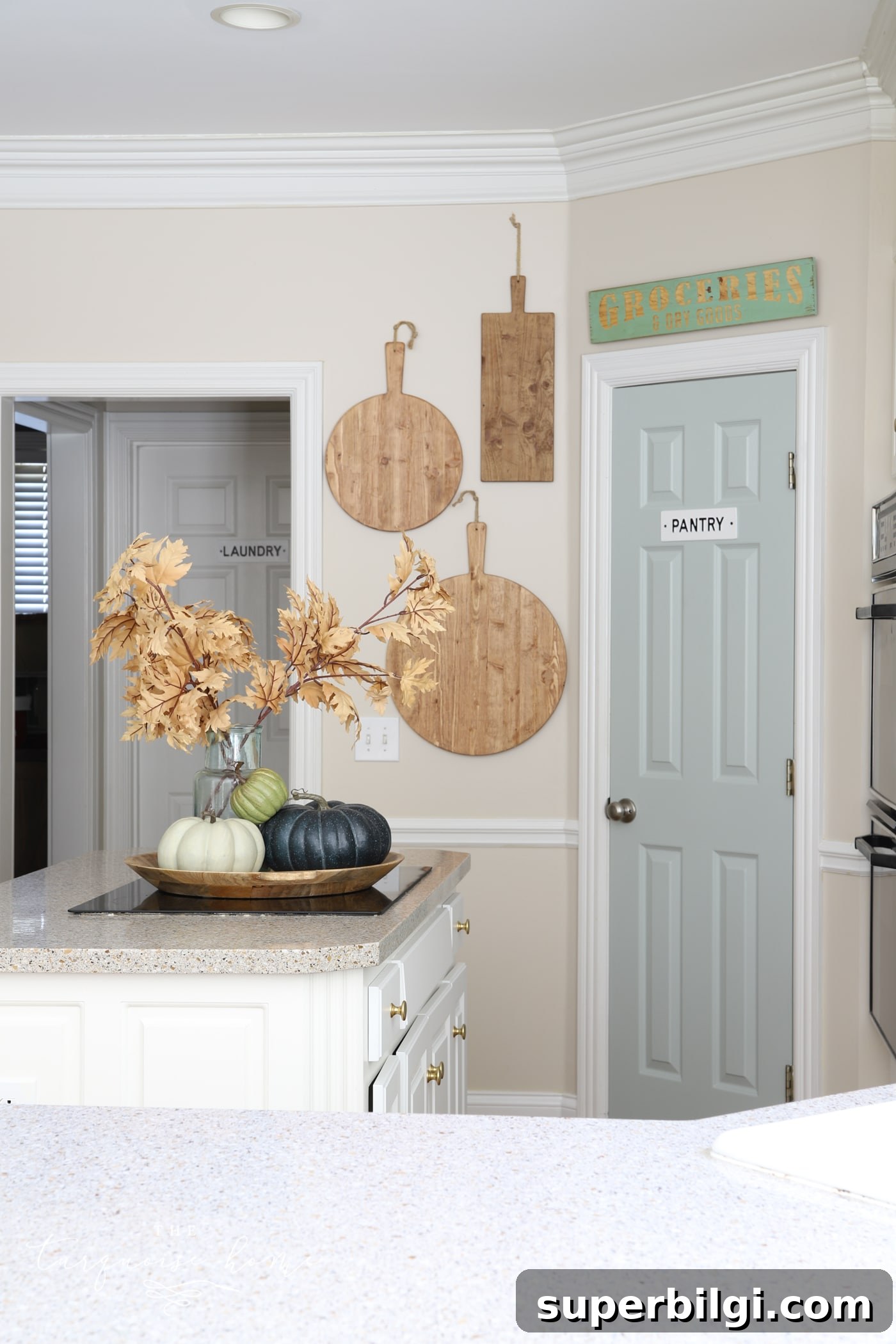 Cozy Fall Kitchen Decor Ideas to Refresh Your Space 6 Sherwin Williams Comfort Gray painted door