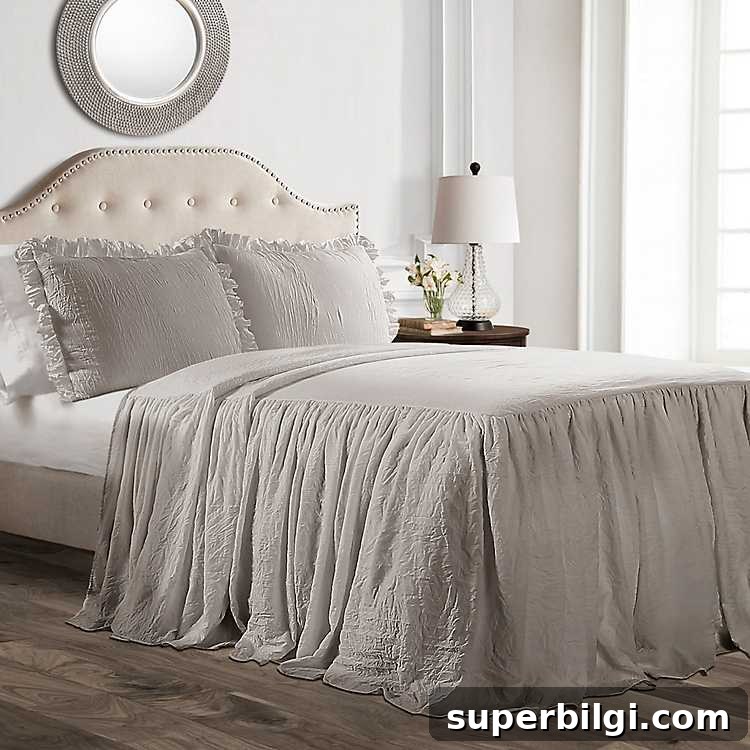 Farmhouse Bedding Ideas to Refresh Your Bedroom 7 Gray Ruffle Skirt Comforter | farmhouse bedding