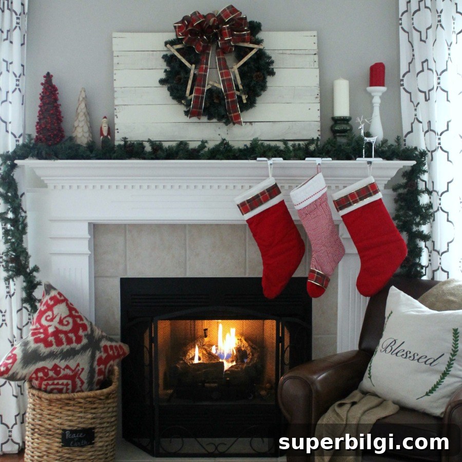 Traditional Red and Green Christmas Mantel Decor Ideas 11 Traditional Red and Green Christmas Mantel. Find out all the details at TheTurquoiseHome.com