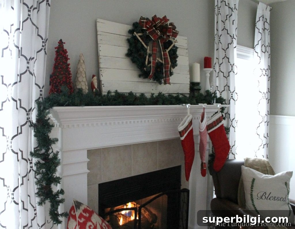 Traditional Red and Green Christmas Mantel Decor Ideas 13 Traditional Red and Green Christmas Mantel. Find out all the details at TheTurquoiseHome.com