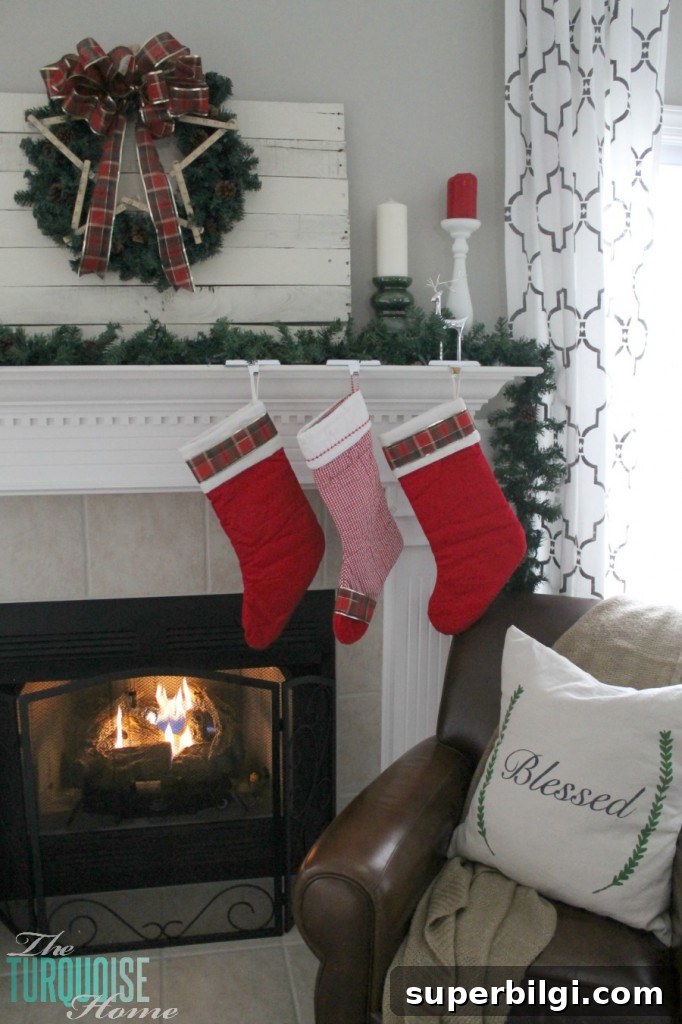 Traditional Red and Green Christmas Mantel Decor Ideas 7 Traditional Red and Green Christmas Mantel. Find out all the details at TheTurquoiseHome.com