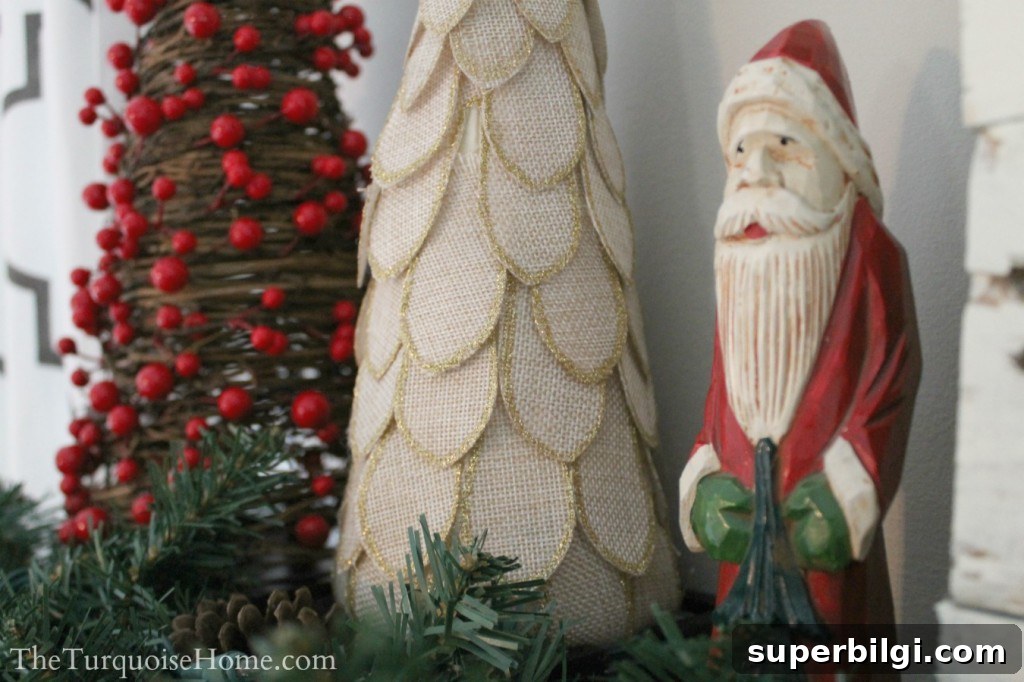 Traditional Red and Green Christmas Mantel Decor Ideas 9 Traditional Red and Green Christmas Mantel. Find out all the details at TheTurquoiseHome.com