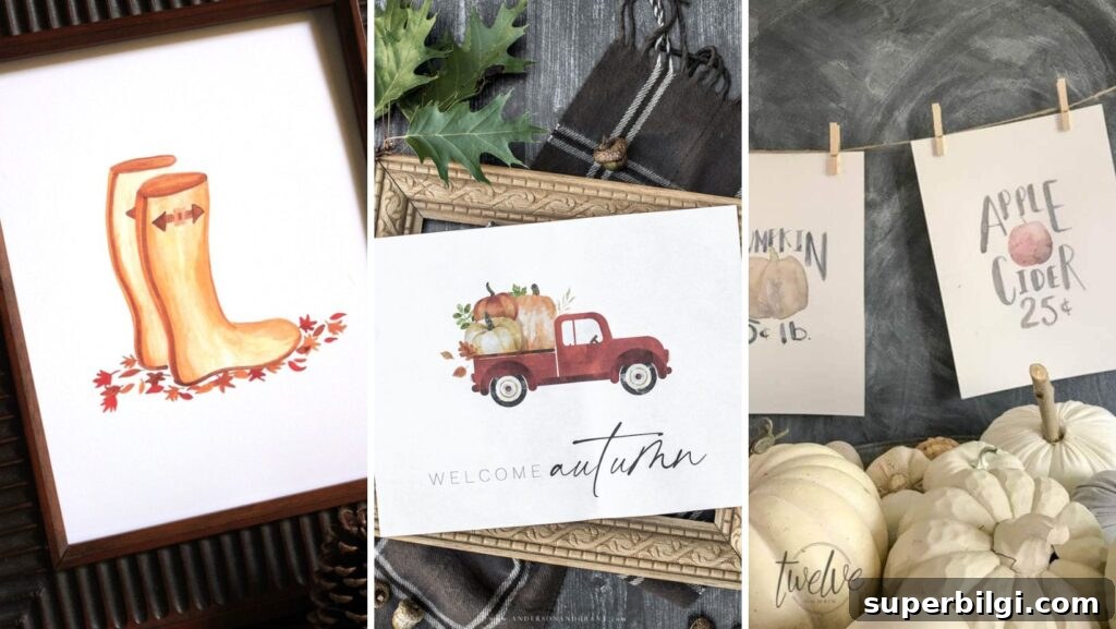 25+ Free Fall Printables for Cozy Autumn Home Decor 12 Boot, Trucks & Apple Cider Fall Printables