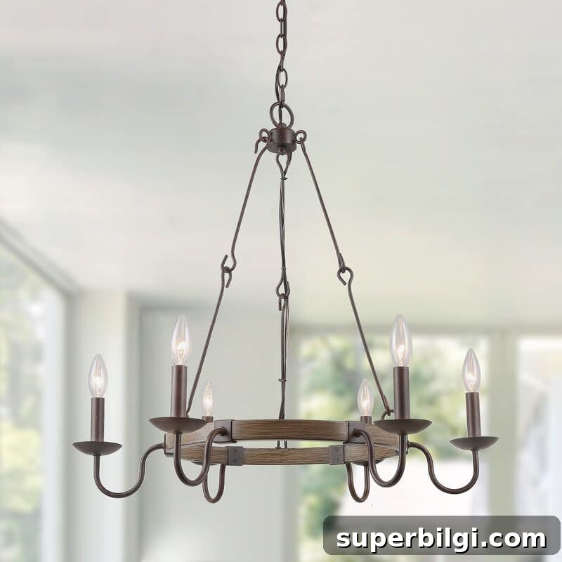 12 Farmhouse Chandelier Ideas to Transform Your Home 5 Wagon Wheel Farmhouse Chandelier