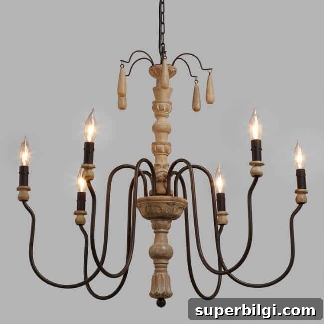 12 Farmhouse Chandelier Ideas to Transform Your Home 7 French-style wood beaded chandelier