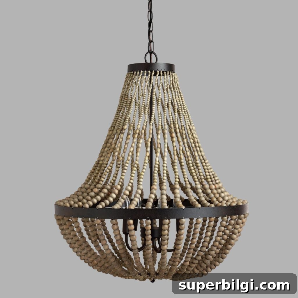 12 Farmhouse Chandelier Ideas to Transform Your Home 9 Wooden Beaded Chandelier