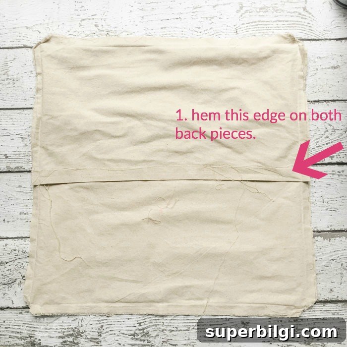 Sewing the pillow cover edges