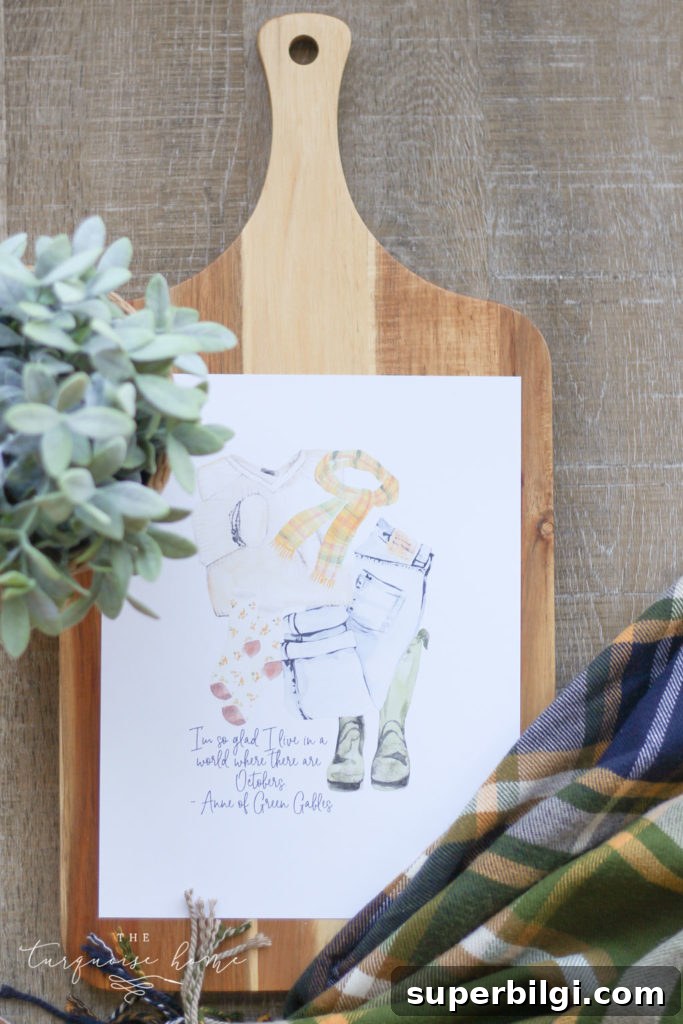 More Free Fall Printables for Home Decor and Crafts 2 Free Fall Printables | Fall Outfit Printable | Anne of Green Gables | I'm so glad I like in a world where there are Octobers.