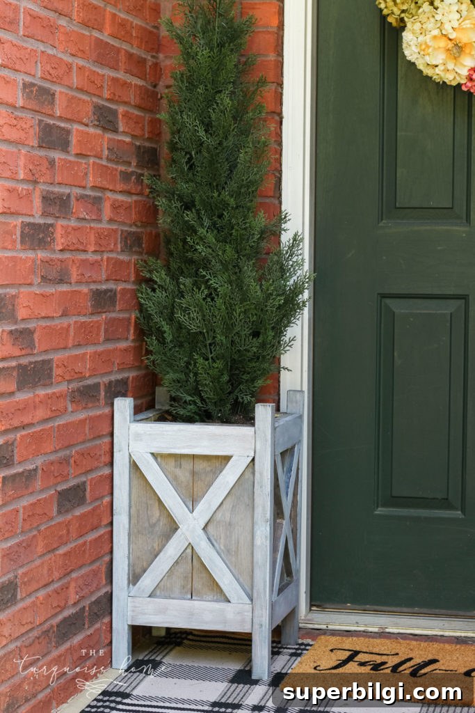 How to Create a Gray Wash Finish on Wood 3 Gray washed wood technique on DIY wooden planters for the front door!