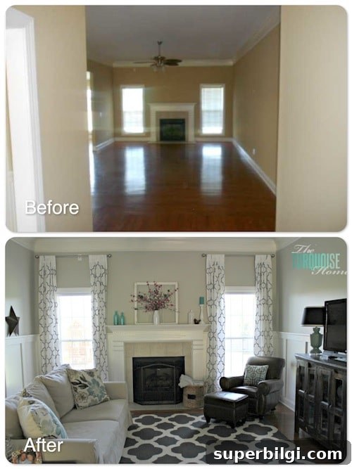 Why We're Moving: What Comes Next for Our Home 3 Before and After Living Room Makeover | TheTurquoiseHome.com