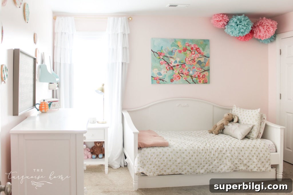 Girls' Bedroom Decor Ideas: Chic and Creative Looks 3 Rooms decor ideas for girls | girls bedroom ideas | gold, pink and turquoise girls bedroom decor - Pottery Barn Kids Daybed with Trundle