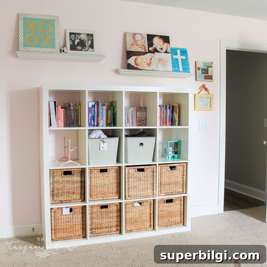 Girls' Bedroom Decor Ideas: Chic and Creative Looks 5 Rooms decor ideas for girls | girls bedroom ideas | gold, pink and turquoise girls bedroom decor - IKEA Kallax storage system for toys