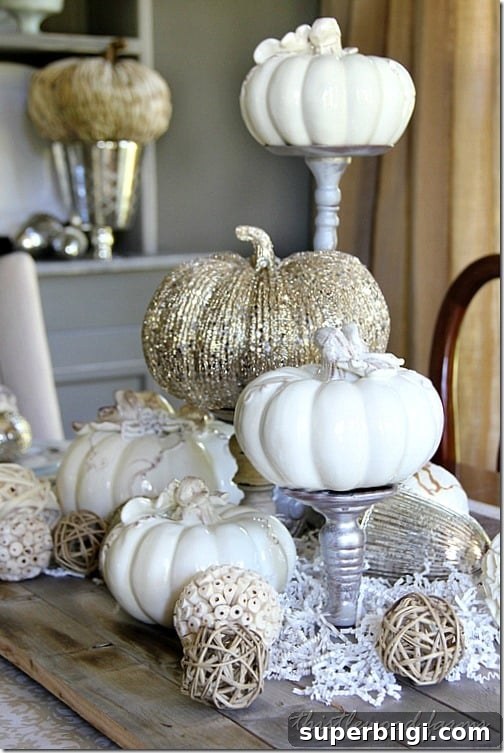 Thanksgiving Table Decorating Ideas for a Memorable Dinner 18 metallic pumpkins, candlesticks and more for thanksgiving table decor