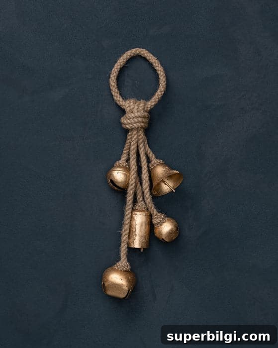 DIY Winter Bell Wreath: Step-by-Step Tutorial 5 Golden Metal Bells Door Hanger