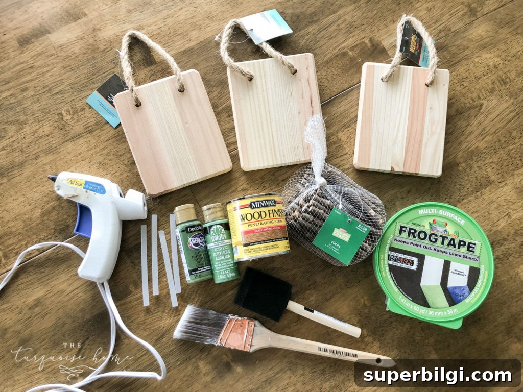Supplies you'll need to make a DIY Twig Christmas Tree Ornament