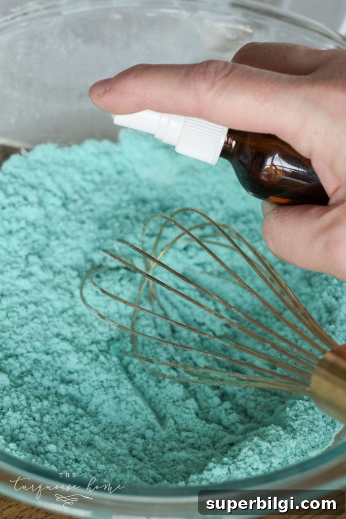 How to Make Bath Bombs with Printable Gift Tags 7 DIY Bath Bombs - mist the mixture just a little bit to give it the consistency of snow.