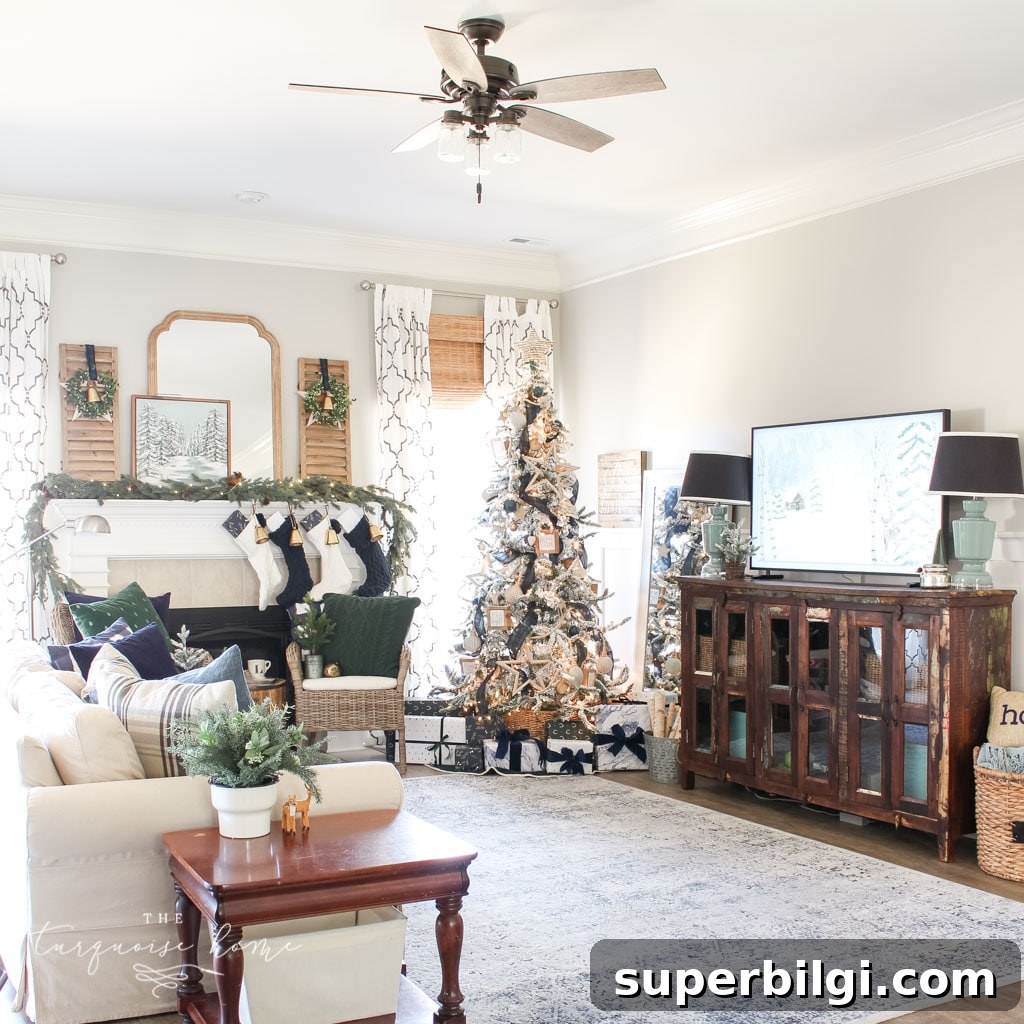 Classic, simple Christmas living room