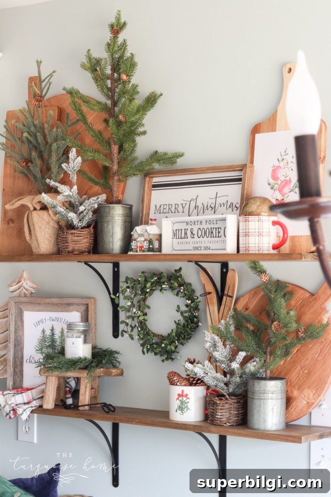 Christmas Open Shelf Decor