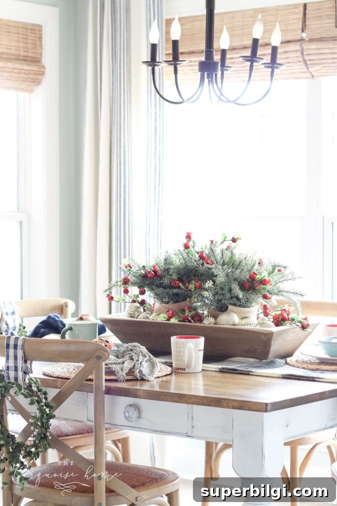 Sweet Christmas centerpiece on kitchen table