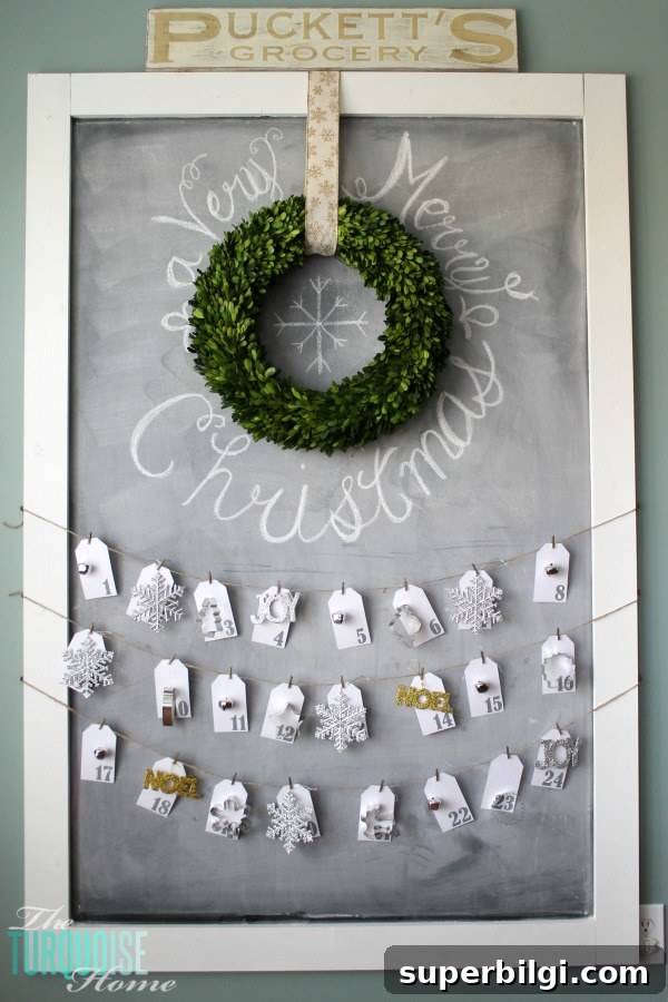 Christmas Chalkboard with Advent Calendar | Christmas Decorating in the Kitchen