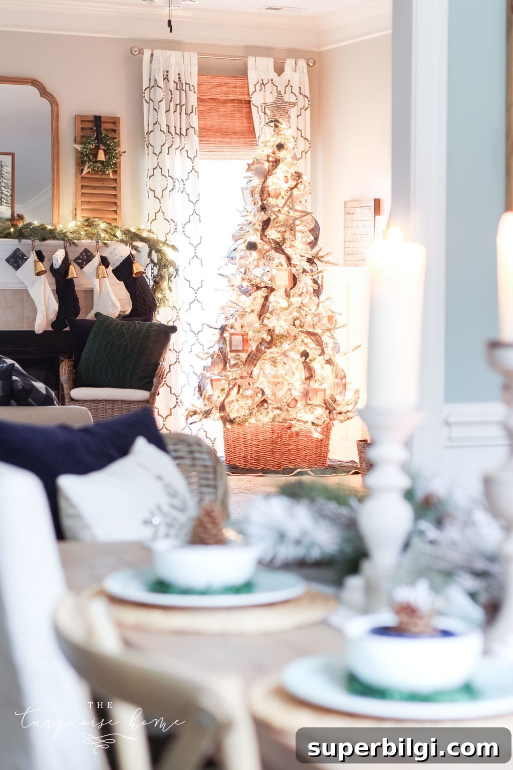 Winter Wonderland Dining Room Tablescape Ideas 8 An icy blue winter holiday dining room tablescape | farmhouse table | frozen 2 decor | christmas tablescape