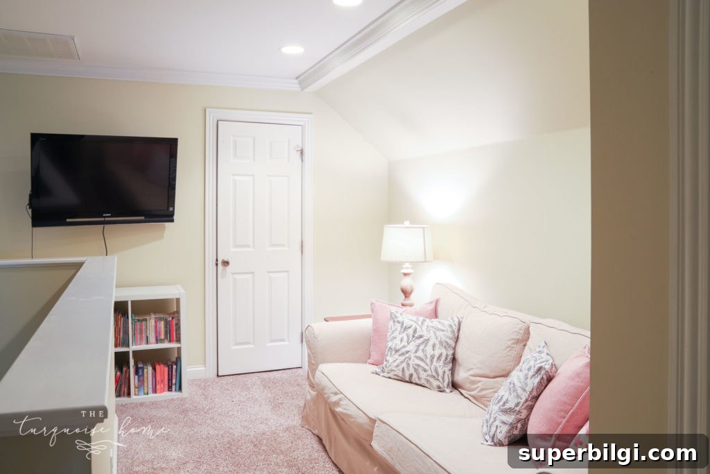 Our New Home Tour: Design, Layout and Renovation Details 25 The TV and reading nook in the new house.