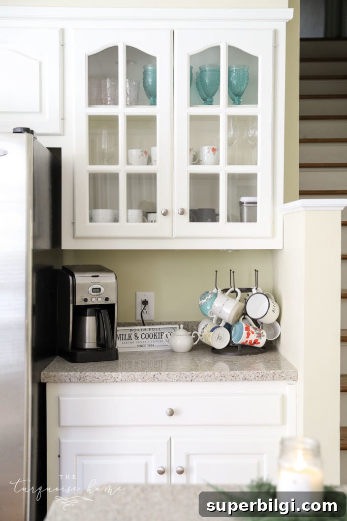 Our New Home Tour: Design, Layout and Renovation Details 5 The coffee bar in a large kitchen is essential!