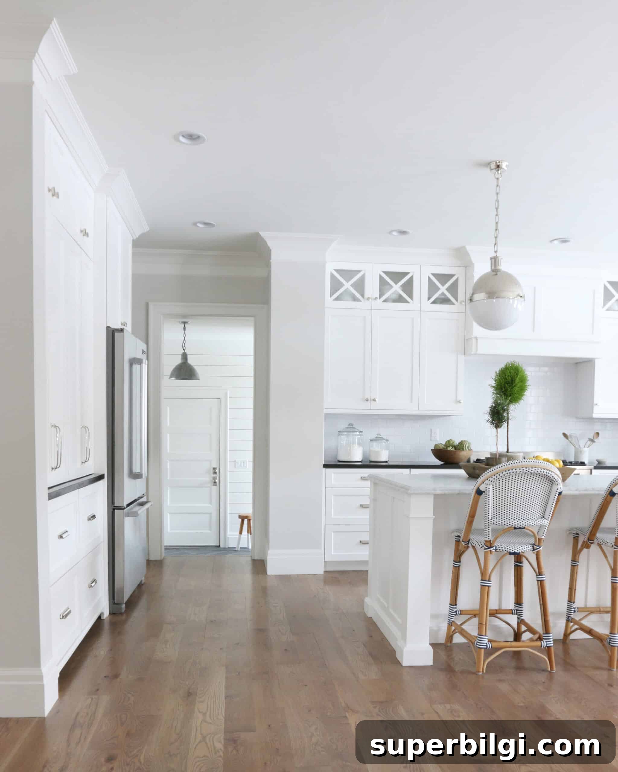 Benjamin Moore Classic Gray Paint Guide 10 kitchen with Classic Gray walls and white cabinets