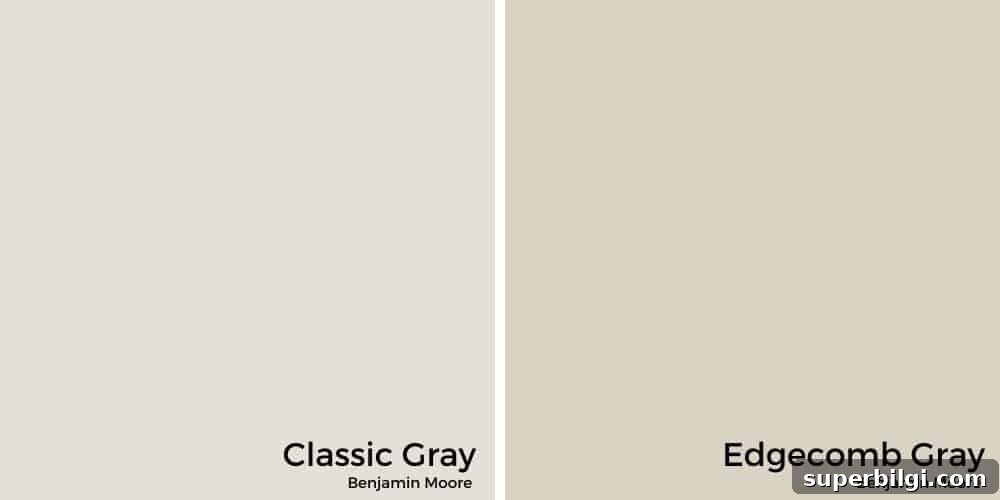 Benjamin Moore Classic Gray Paint Guide 5 Classic Gray vs. Edgecomb Gray